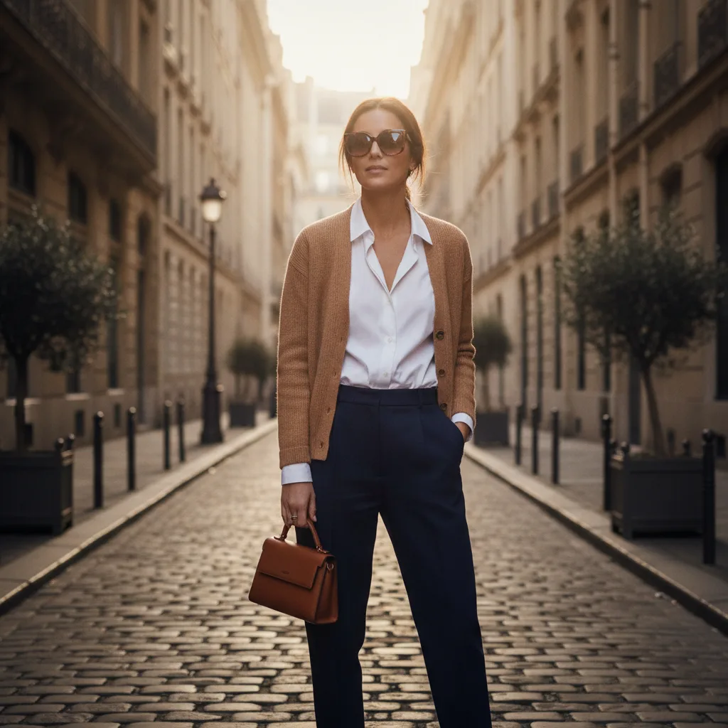 Refined work-to-dinner outfit